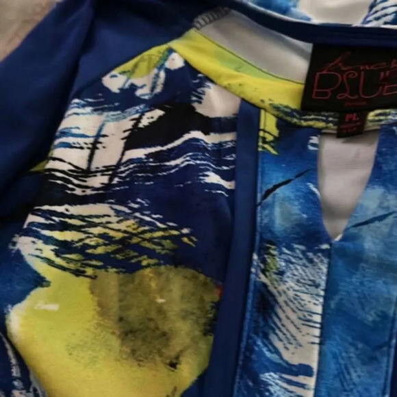 FRENCH Blue Short Sleeve Summer Top Petite Large - Picture 5 of 5